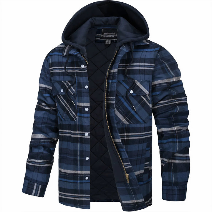 Quilted Check Jacket with Hood