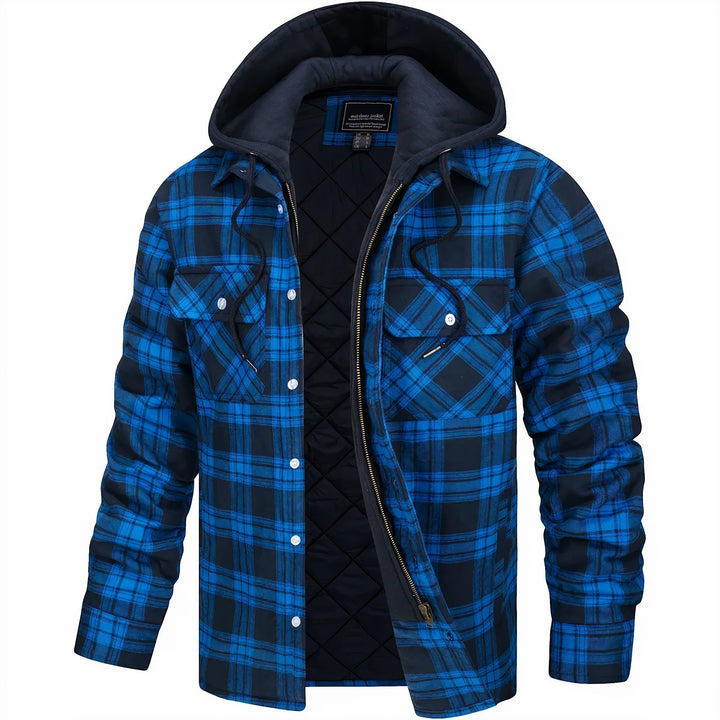 Quilted Check Jacket with Hood